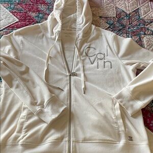 Calvin Klein Cream Zip-Up Hoodie